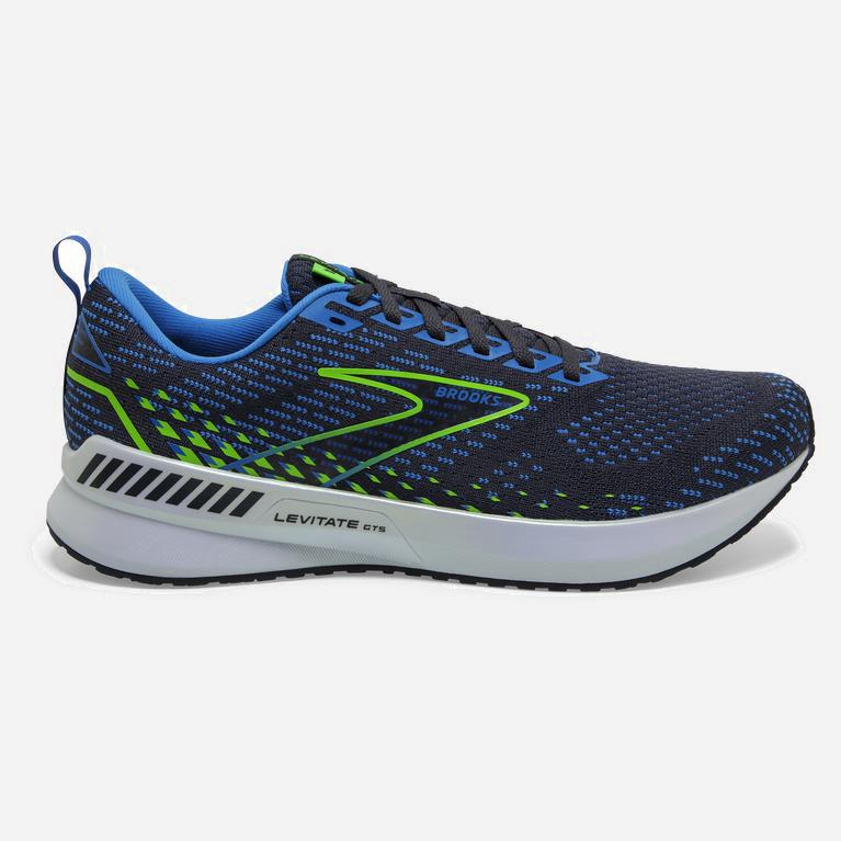 Brooks Men's Levitate Gts 5 Springy Road Running Shoes Singapore - India Ink/Blue/Green Gecko (05982